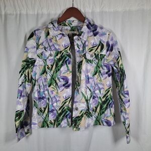 JM Collection Purple and Green Floral Jean Jacket 6P